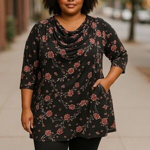 Croft & Barrow drape neck floral tunic